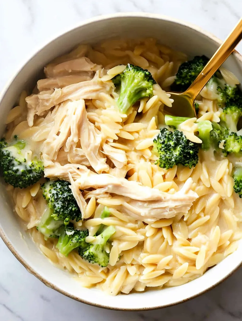 Recette d'Orzo Crémeux au Poulet et Brocoli