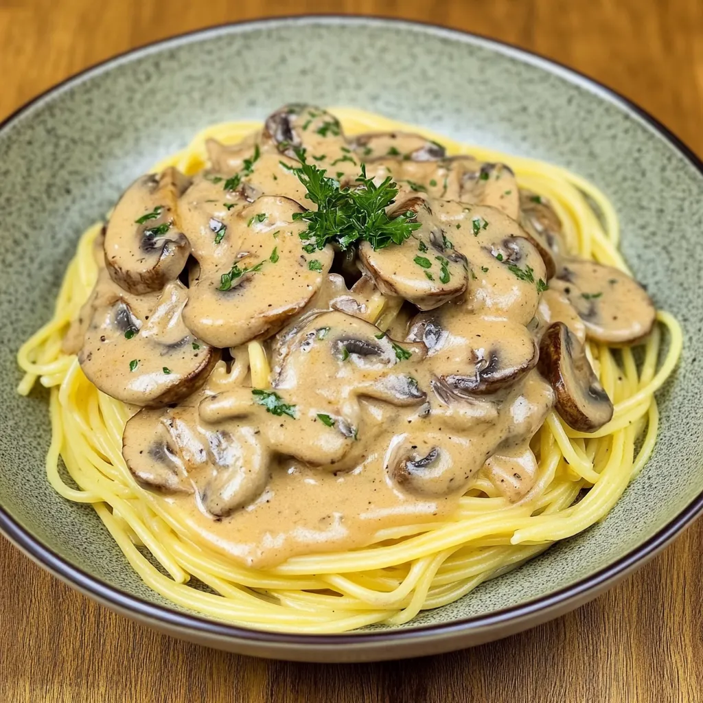 Spaghetti sauce crème champignons