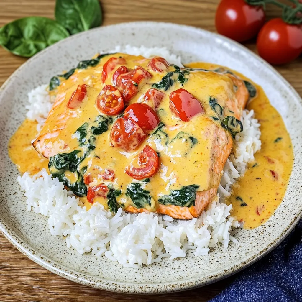Saumon sauce parmesan riz coco