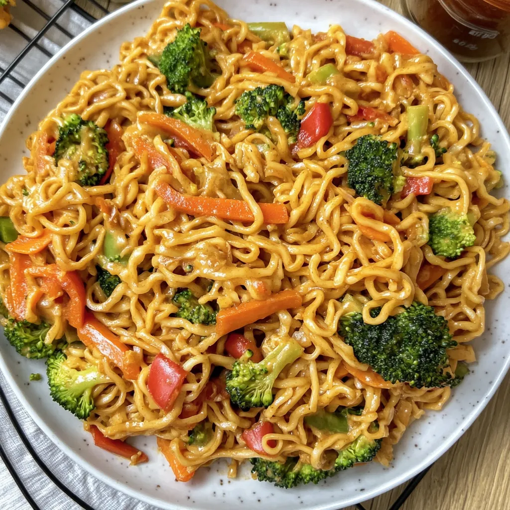 Nouilles Mie sauce cacahuète et légumes