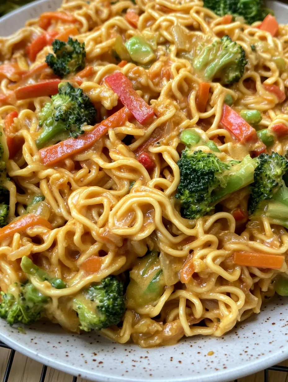 Nouilles Mie à la sauce cacahuète et légumes