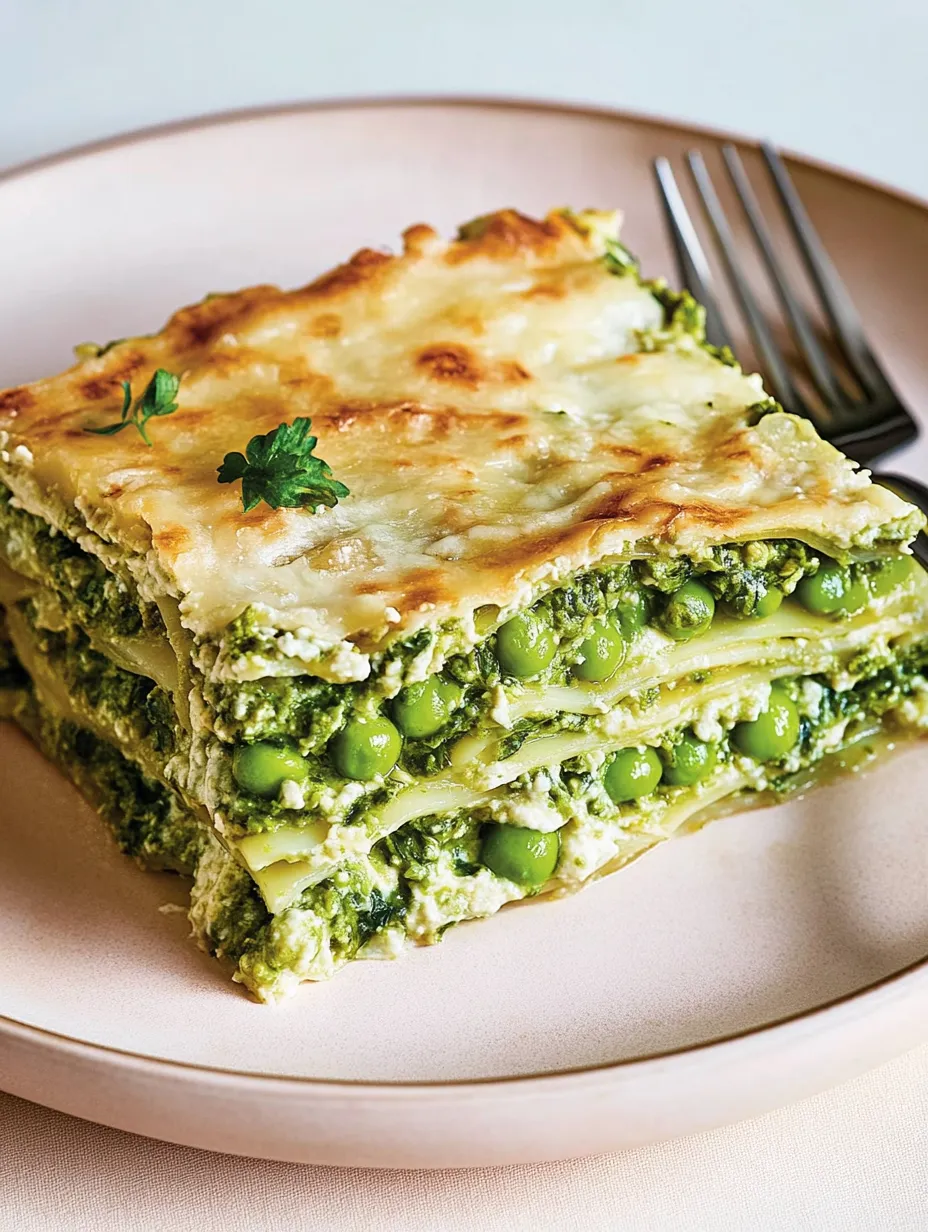 Lasagnes vertes vegan avec petits pois et béchamel tofu – Saines et ultra moelleuses