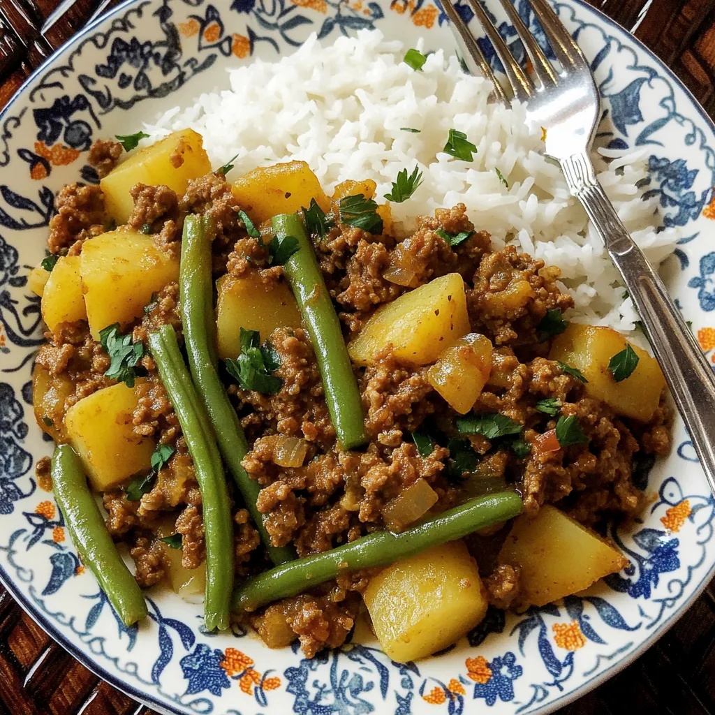 Poêlée Haricots Verts Pommes de Terre & Viande Hachée