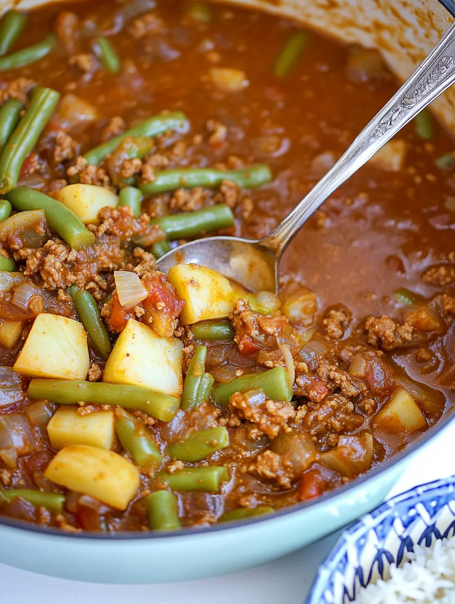 Poêlée de haricots verts, pommes de terre et viande hachée – Simple et copieuse