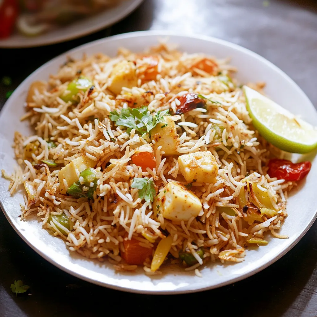 Délicieux biryani végétarien paneer safran légumes