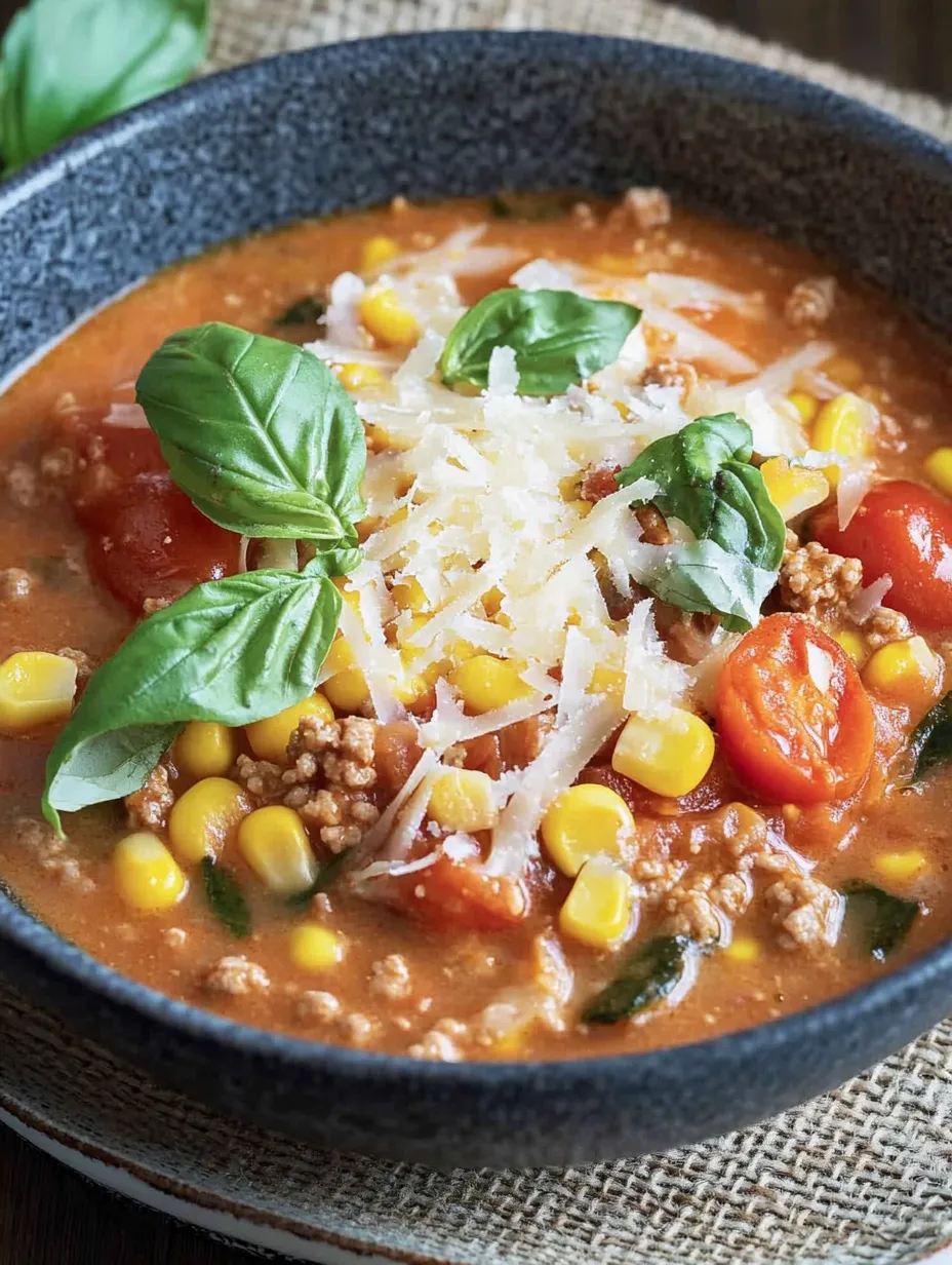 Soupe pizza à la viande hachée – Rapide, Savoureuse et Gourmande