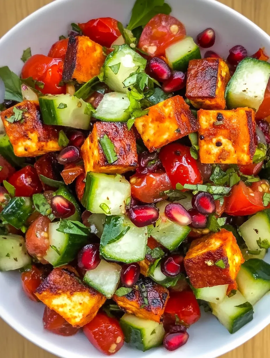 Salade colorée au halloumi et grenade – Fraîche, Croustillante et Savoureuse