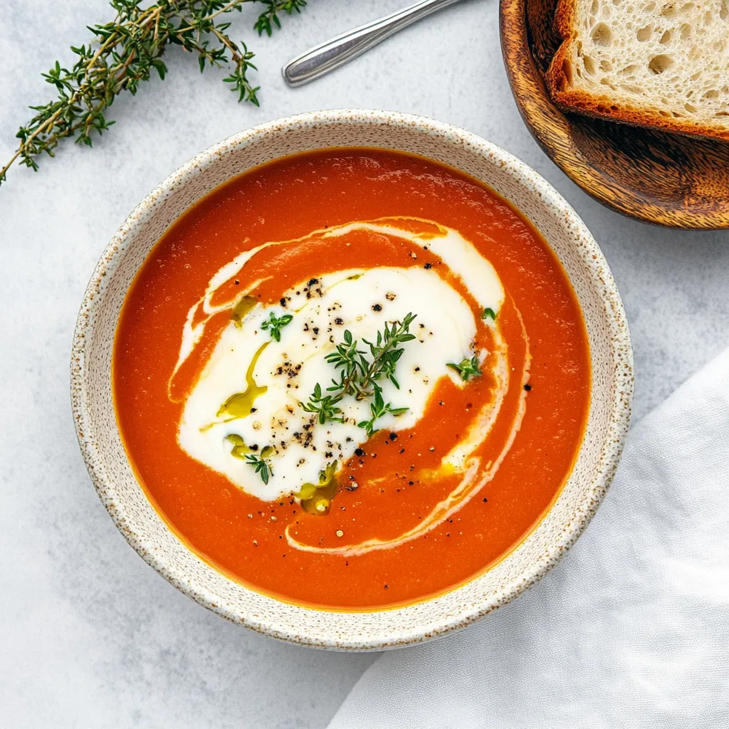 Préparation de soupe tomate italienne