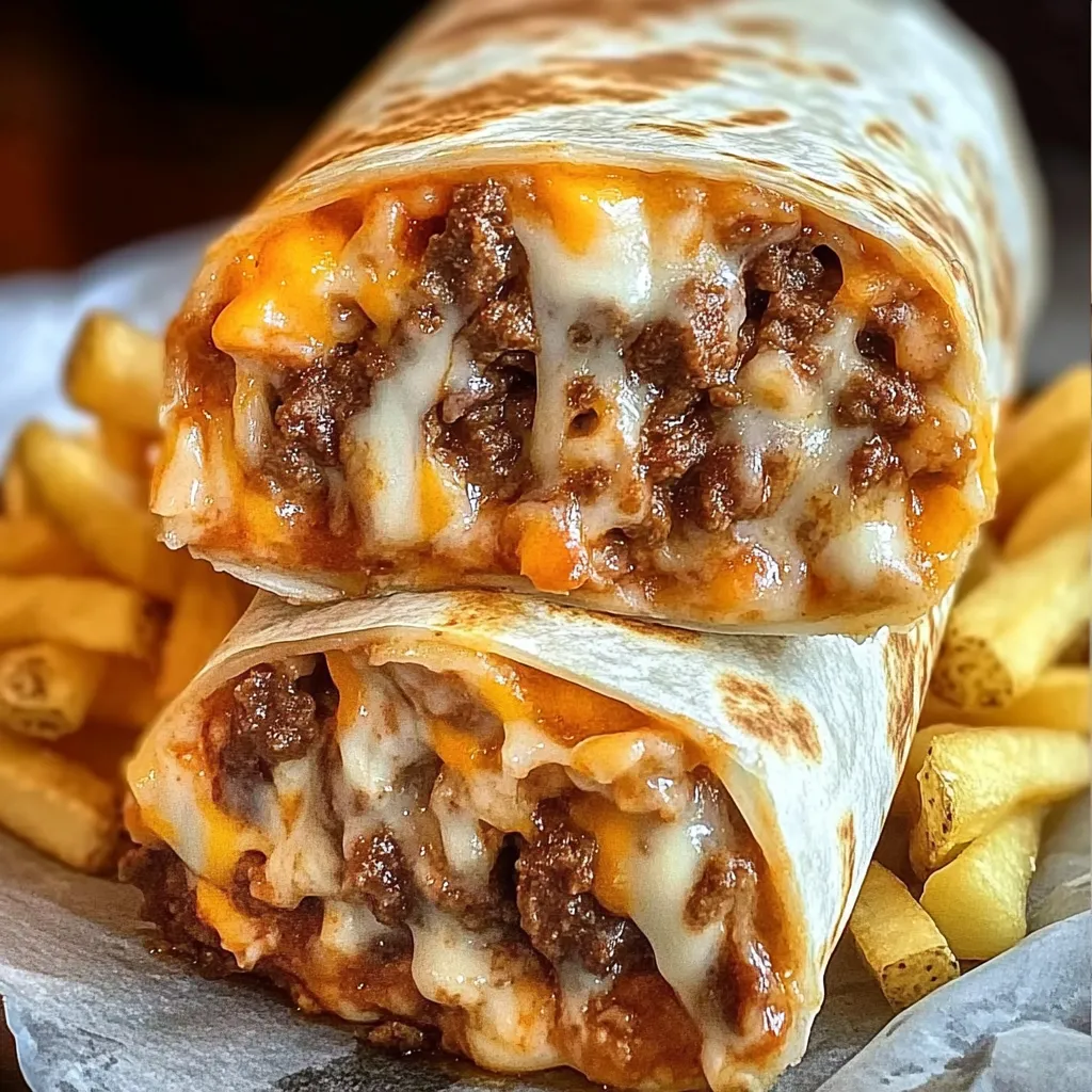 Burrito épicé avec bœuf, fromage et frites – Un pur délice!
