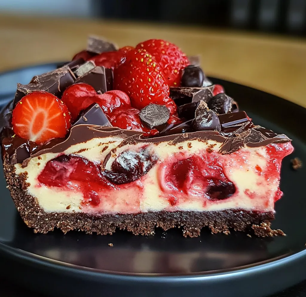 Cheesecake marbré au chocolat et fraises