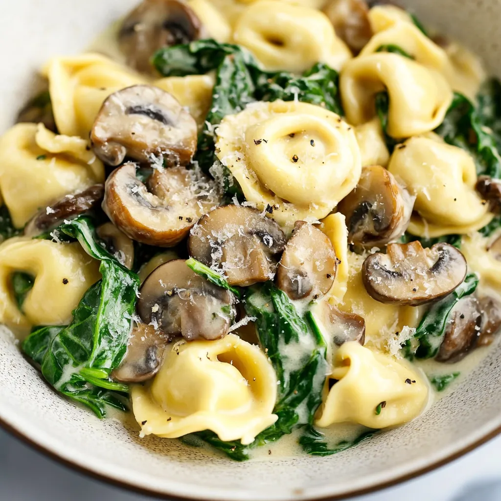 Tortellini Crémeux aux Épinards et Champignons