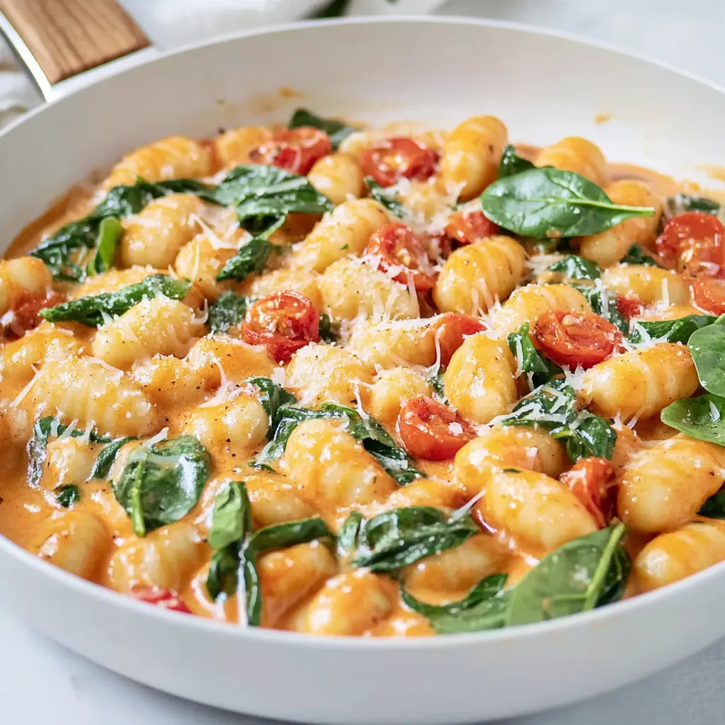 Poêlée de gnocchi avec épinards et tomates