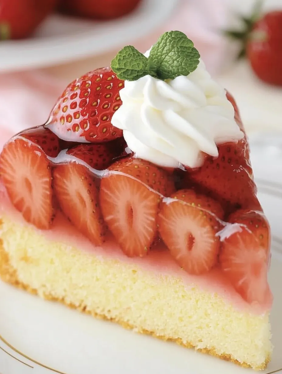 Gâteau fruité aux fraises sur fond croustillant