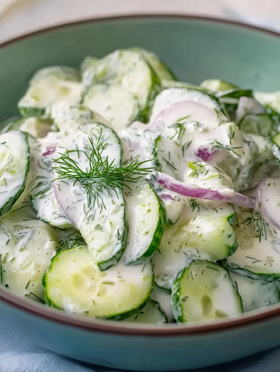Salade de concombre rapide à la crème fraîche - légère et savoureuse
