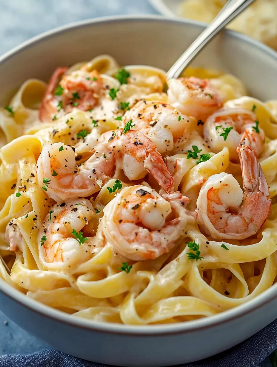 Pâtes aux crevettes sauce crémeuse vin blanc – Simple & Délicieux