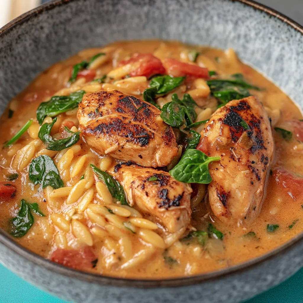 Poêlée d'orzo crémeuse à la sauce tomate et crème - Rapide et Savoureuse