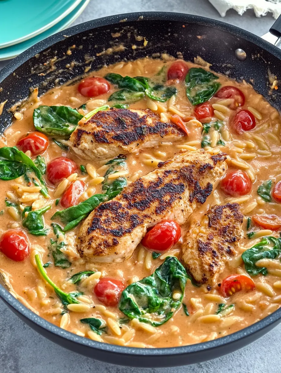 Orzo à la sauce tomate-crème – Plat simple et savoureux à la poêle