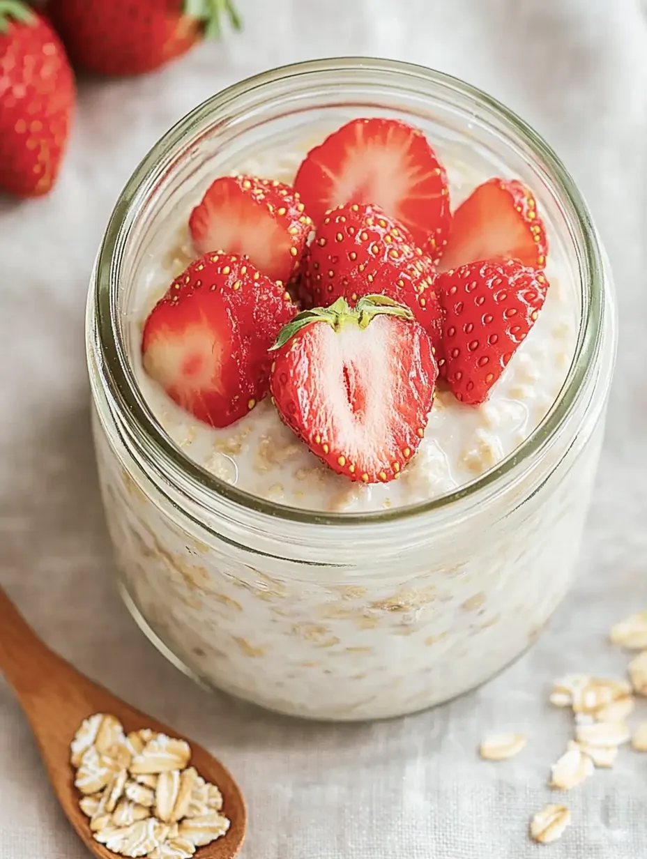 Petit déjeuner sain: Flocons d'avoine overnight aux fraises & yaourt