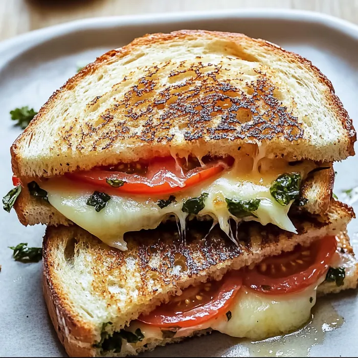Un sandwich avec tomates et fromage.