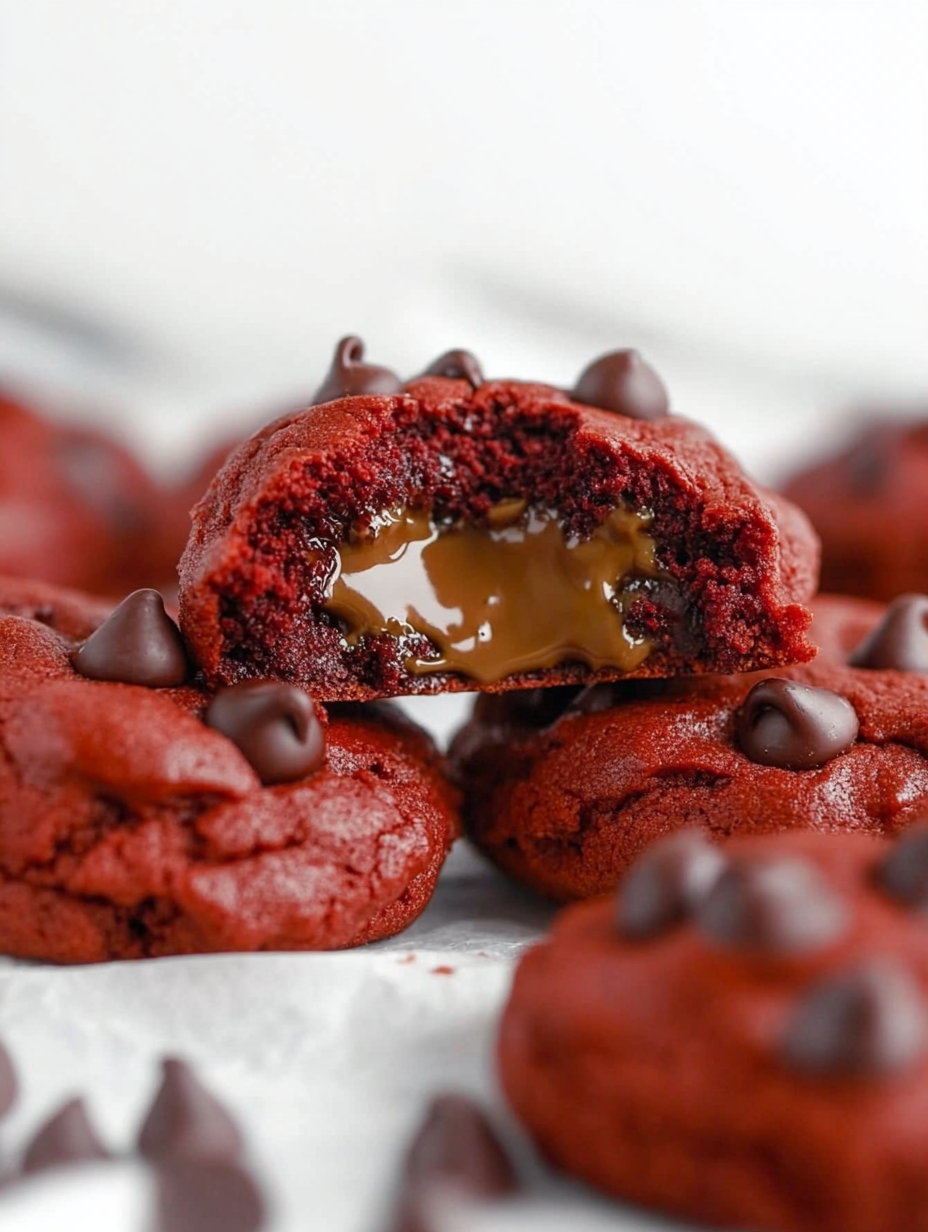 Un cupcake red velvet nappé de chocolat.
