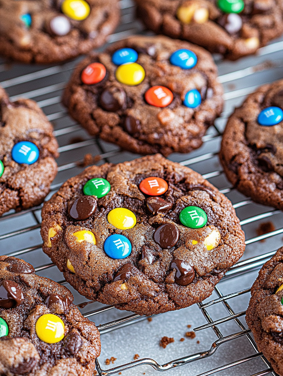 Plateau de biscuits aux M&M's.