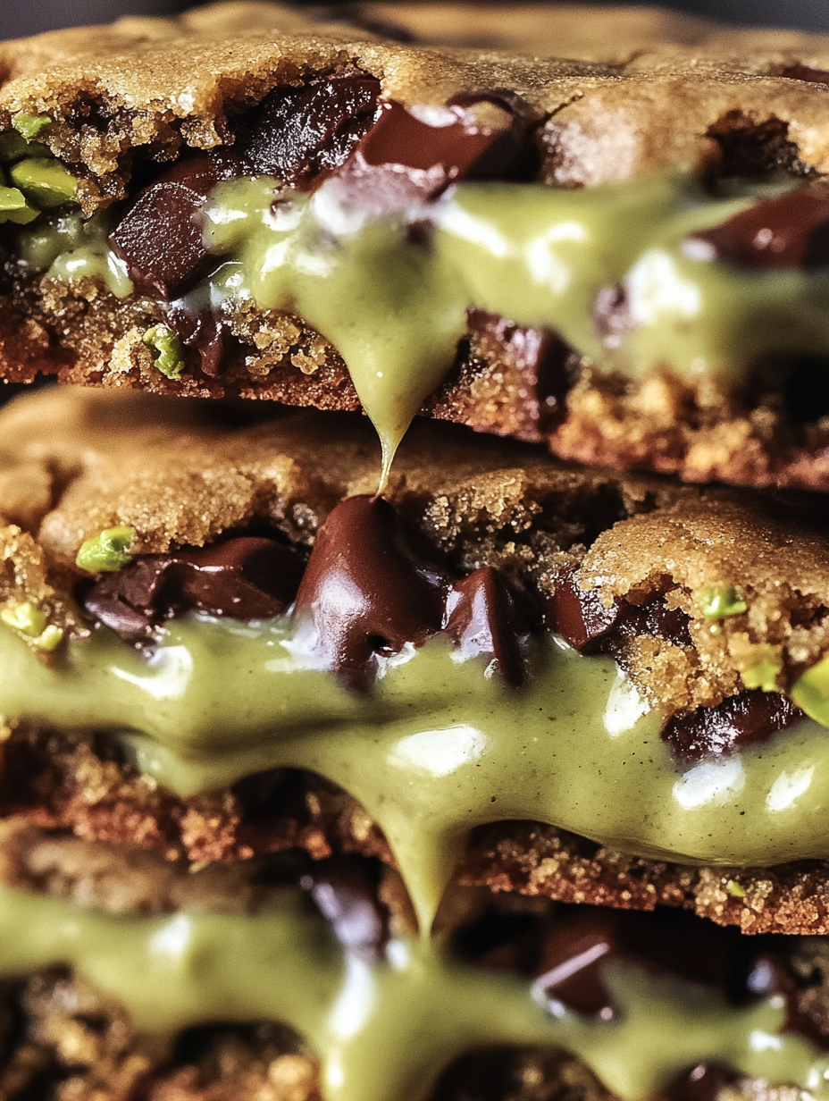 Cookies aux pépites de chocolat et glaçage vert.