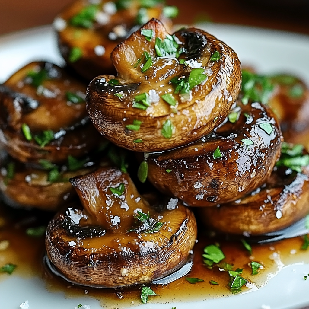 Champignons servis dans une assiette.