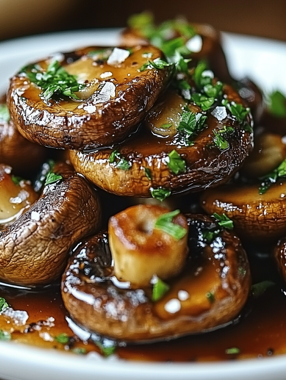 Champignons garnis d’herbes fraîches.
