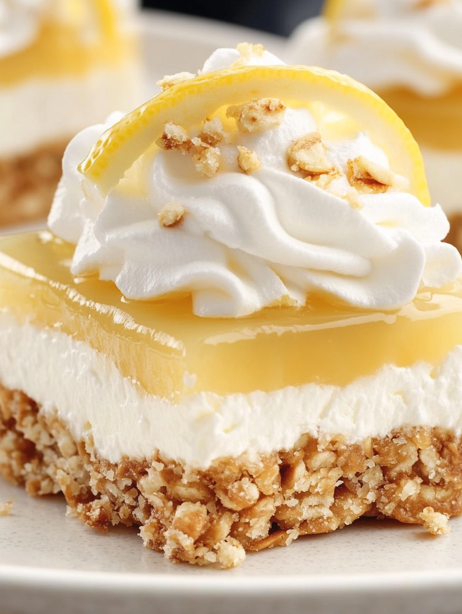Une part de cheesecake citronnée avec un quartier de citron posé dessus.