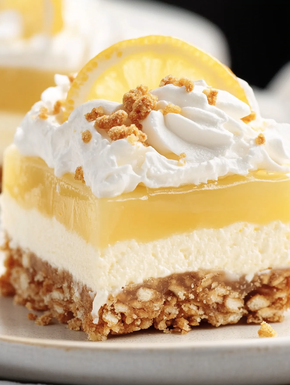 Une tranche de gâteau citron avec crème fouettée blanche.