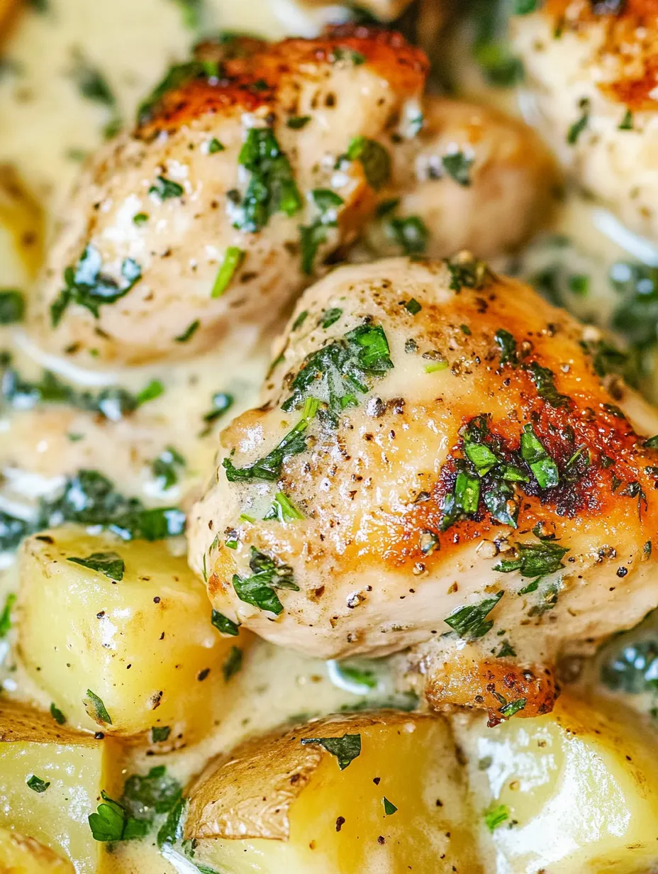 Poulet aux herbes et pommes de terre.
