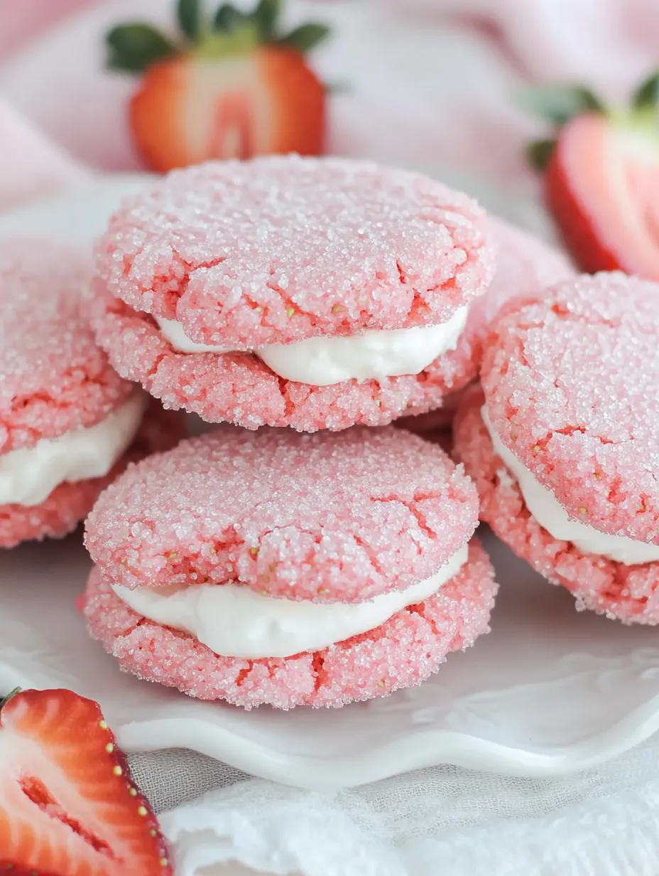 Une assiette de biscuits roses et blancs.