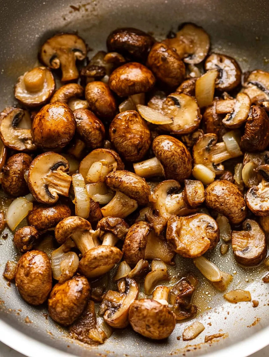 Un bol de champignons et d’oignons.