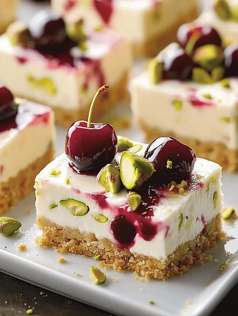 Une part de cheesecake garnie de cerises.