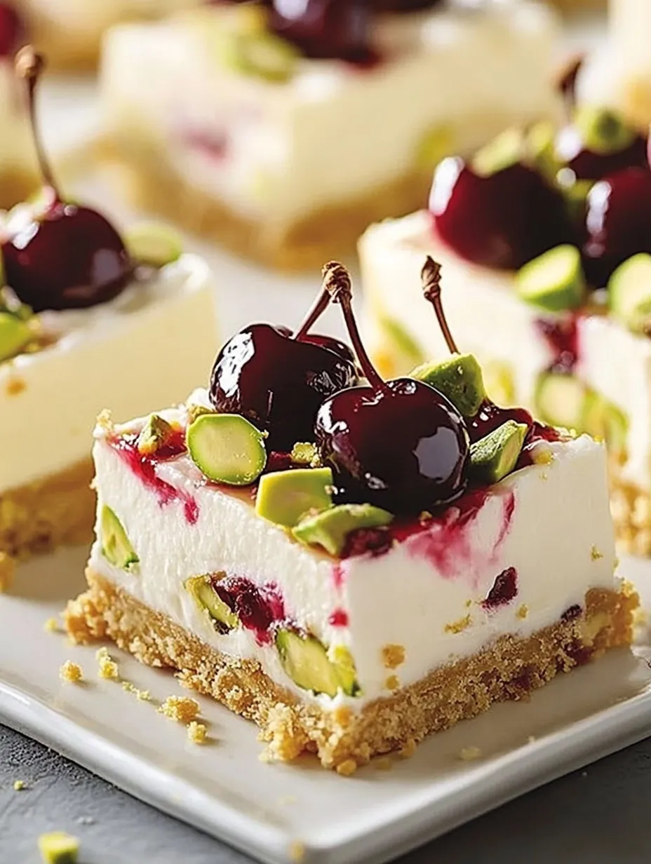 Une part de gâteau avec des cerises sur le dessus.