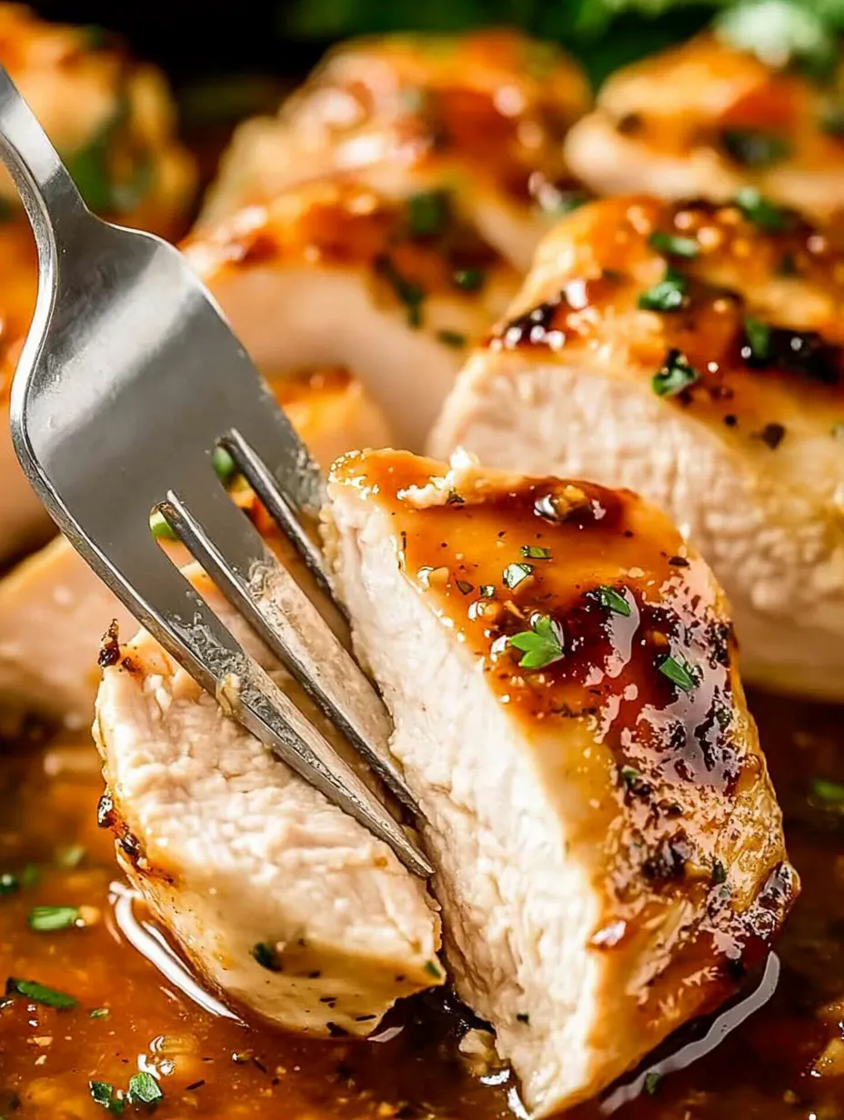 Une fourchette pique un morceau de viande.