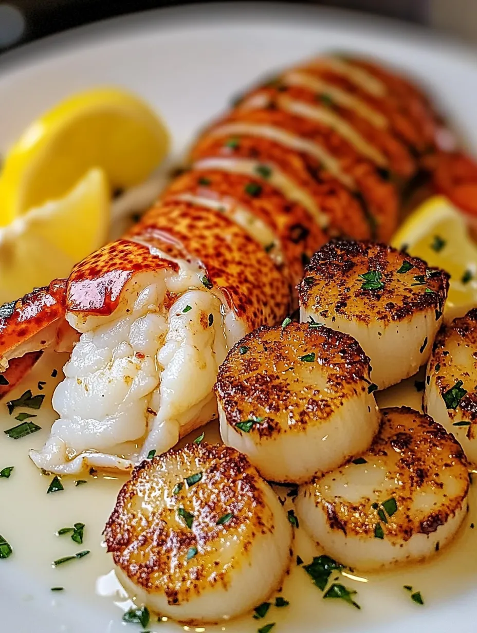 Une assiette de fruits de mer avec homard, Saint-Jacques et crevettes.