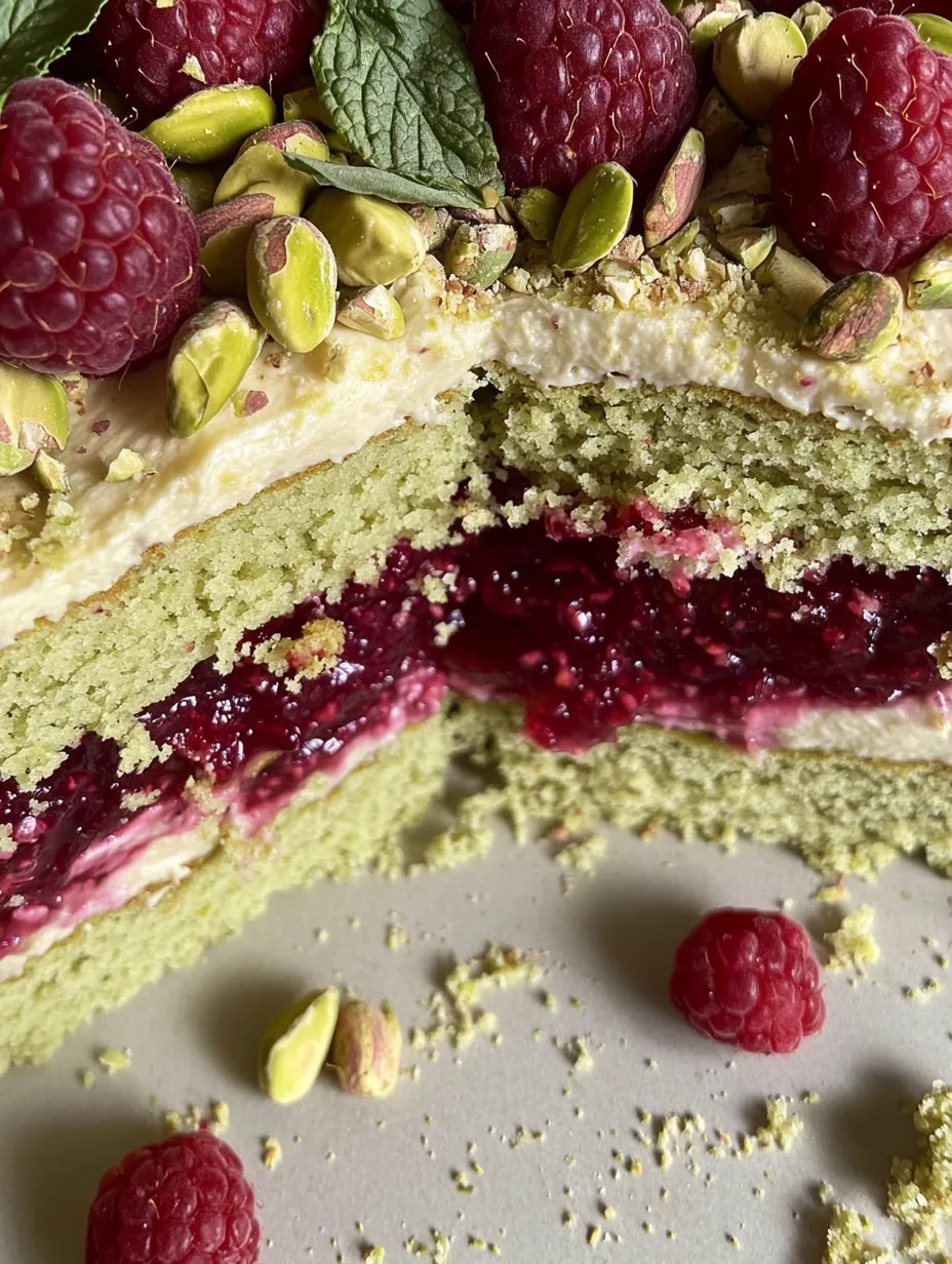 Une part de gâteau aux framboises et amandes.