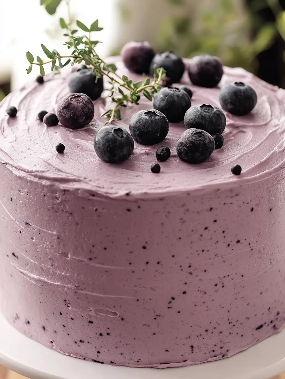 Un gâteau décoré de myrtilles.