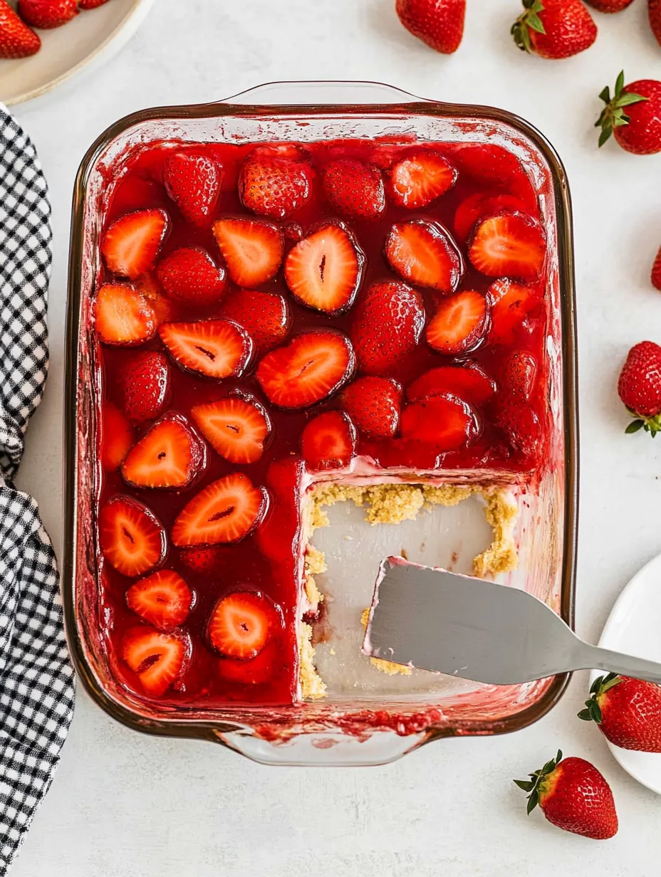 Une part avec des fraises sur le dessus.
