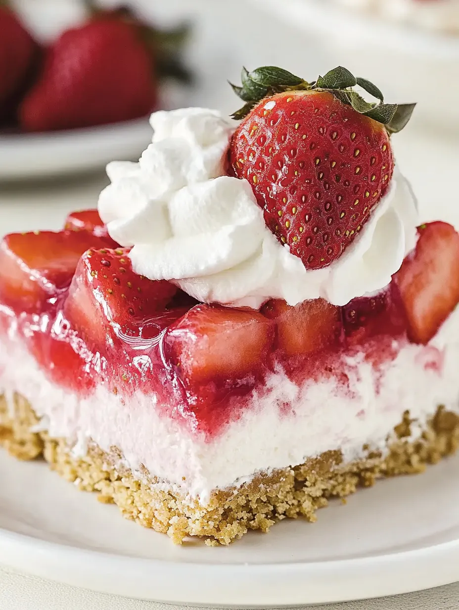 Une part façon cheesecake aux fraises et chantilly.