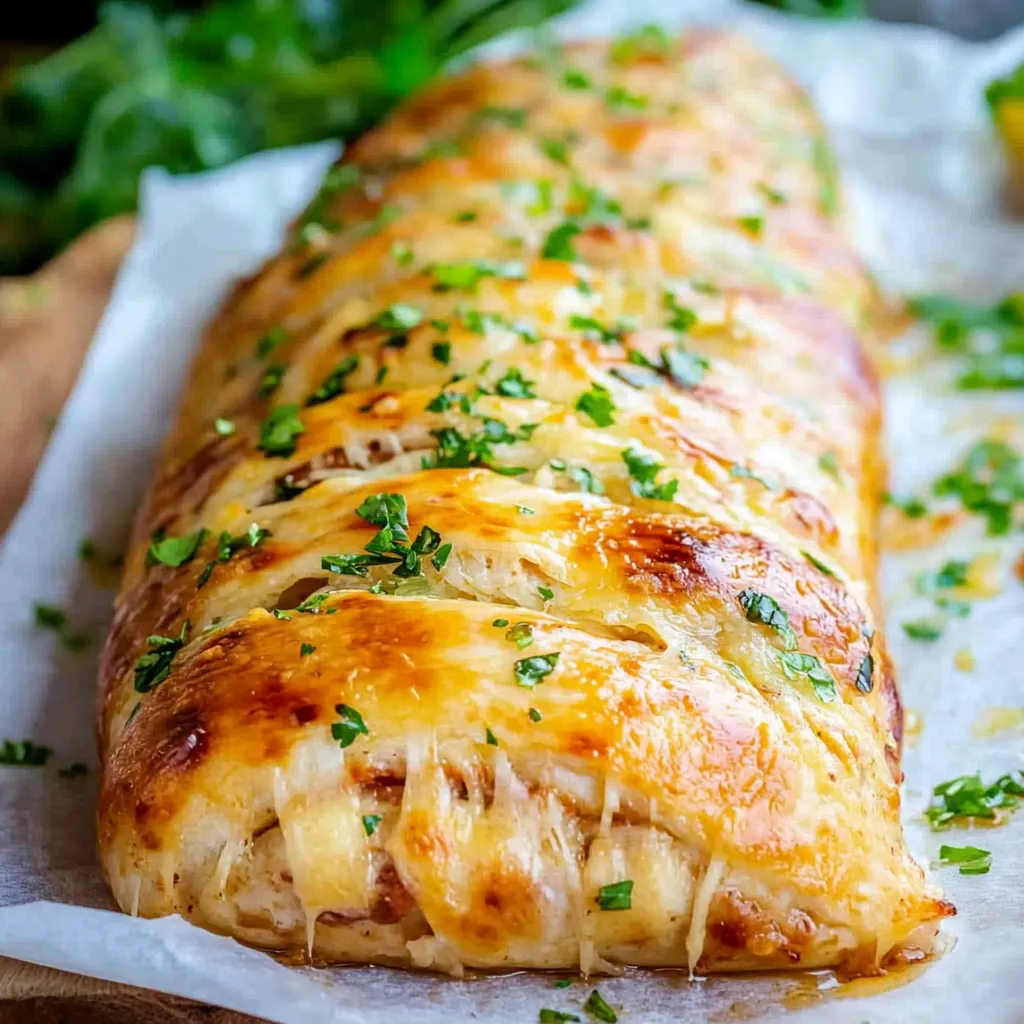 Une pizza garnie de fromage et d’herbes sur une assiette blanche.