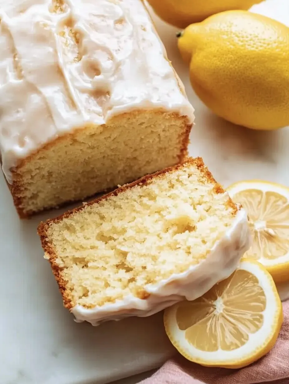 Une part de gâteau au citron accompagnée d’un quartier de citron.
