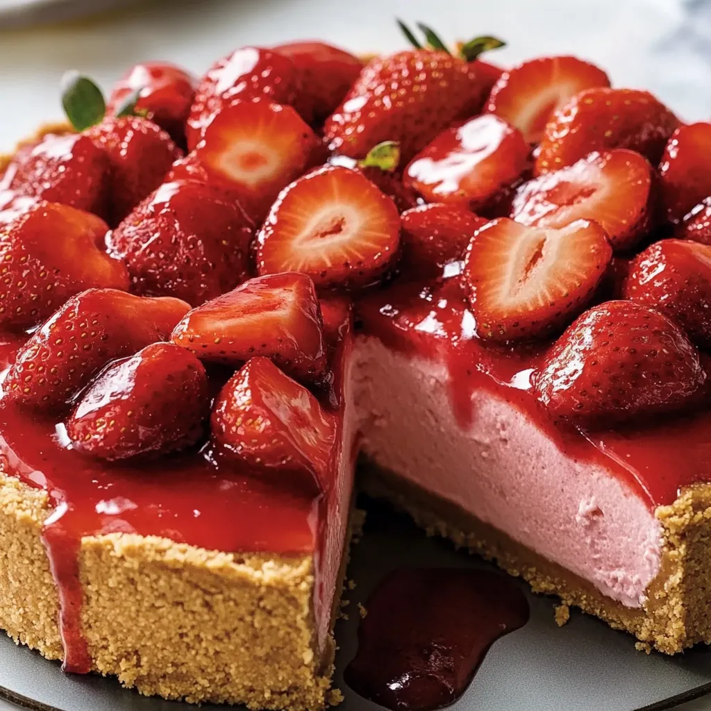 Une part de cheesecake à la fraise.