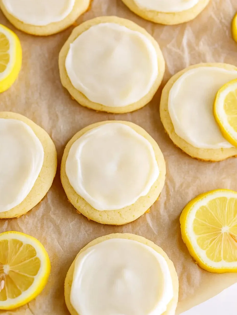 Pile de biscuits blancs décorés de morceaux de citron.