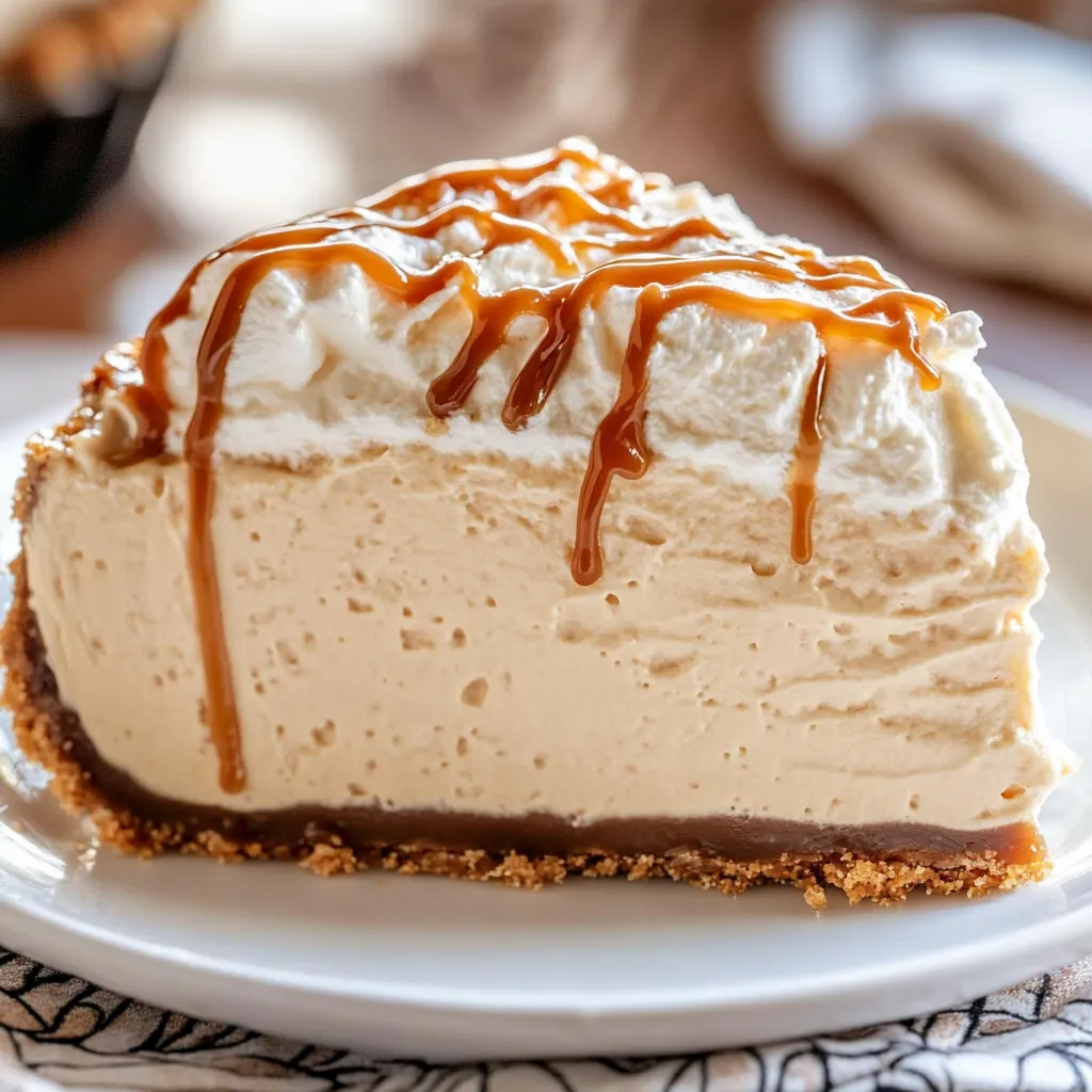 Une part de tarte nappée de caramel.