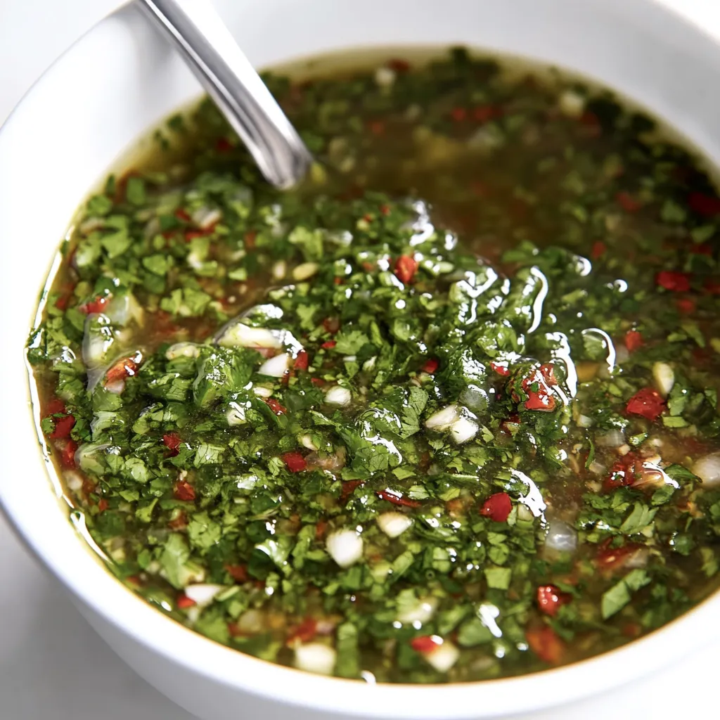 Un bol de soupe avec une cuillère dedans.