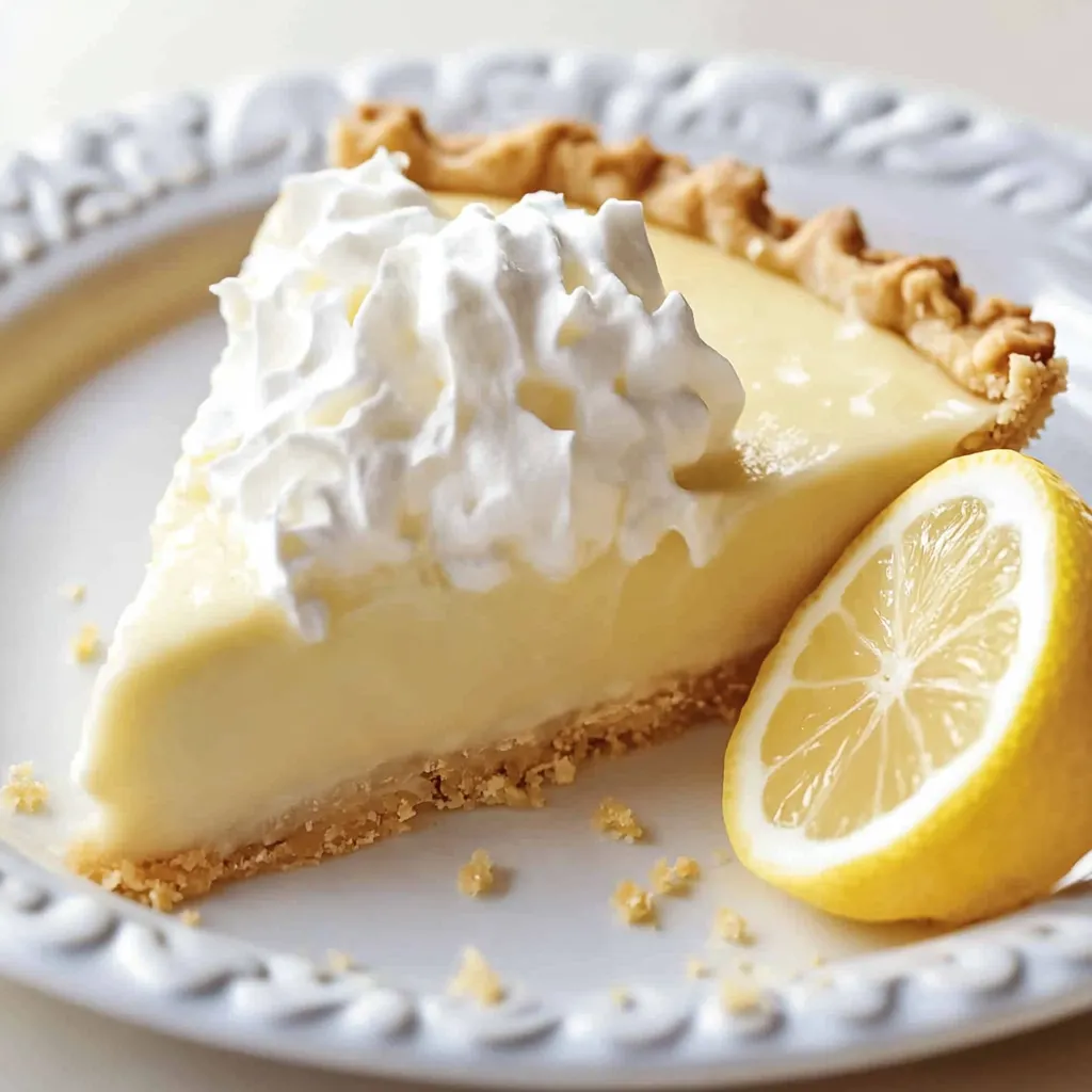 Une part de tarte décorée de chantilly au-dessus.