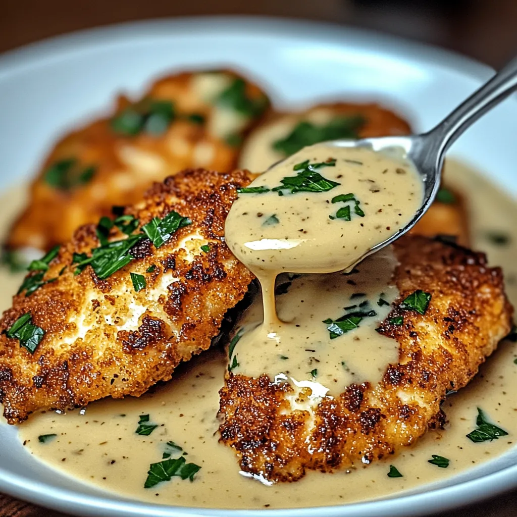 Une assiette de poulet avec sauce.