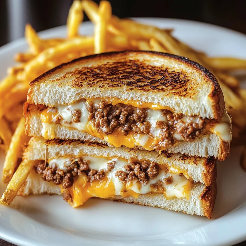 Un sandwich avec viande et fromage sur une assiette blanche.